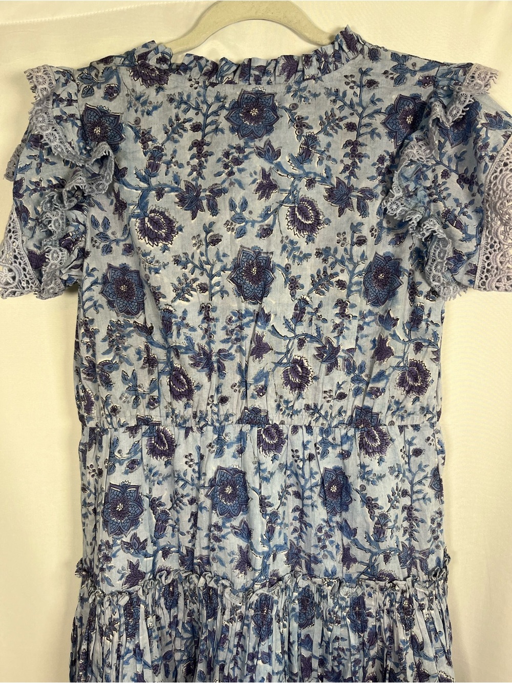 🛍️SALE Shade amour blue floral tasseled resort wear beach summer dress NWT SZ S - Picture 8 of 10